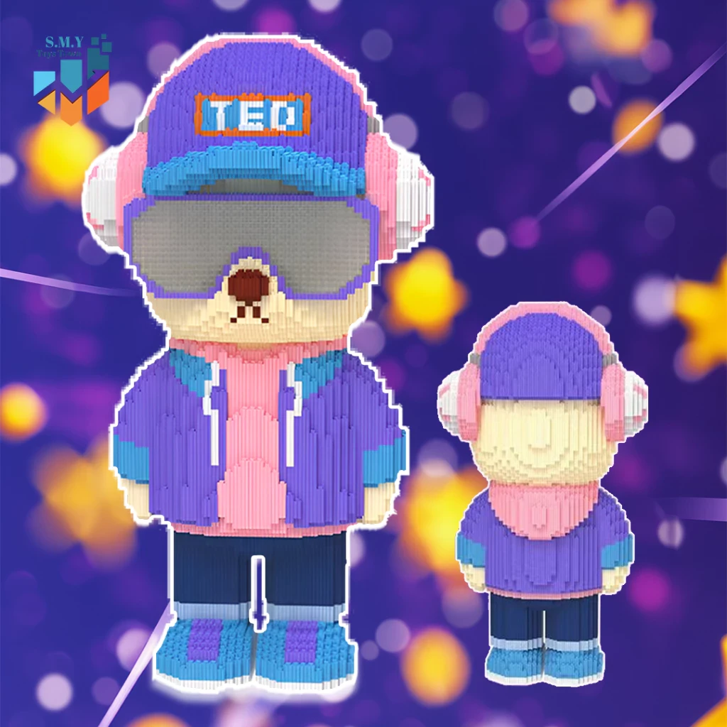 SMY Toystown Nano Blocks Teddy Bear Ted Music 3D Model, Toys Block Stacking, DIY Construction Blocks, Animation Character Decoratio