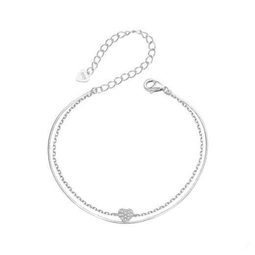 Fashion Double-layer Shining Heart Bracelet Sterling Silver
