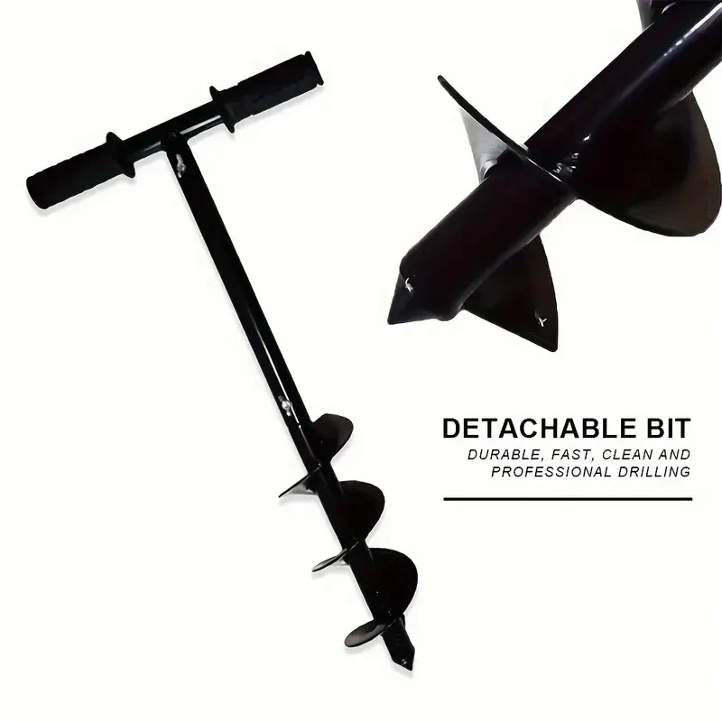 Garden Auger Drill Bit Set - 10x60cm Earth Auger with Non-Slip Handle for Planting Trees & Deep Cultivating