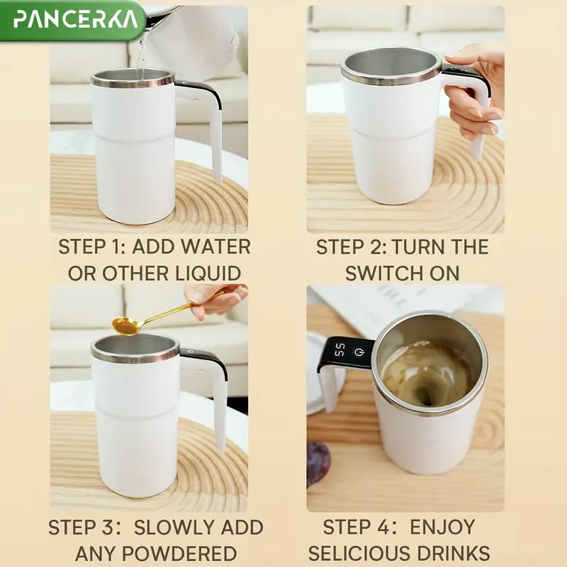 PANCERKA Auto Stirring Coffee Cup with Temperature Display