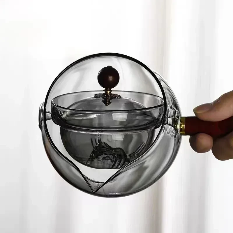 Rotary Heat-resistant Glass Teapot Lazy Tea Making