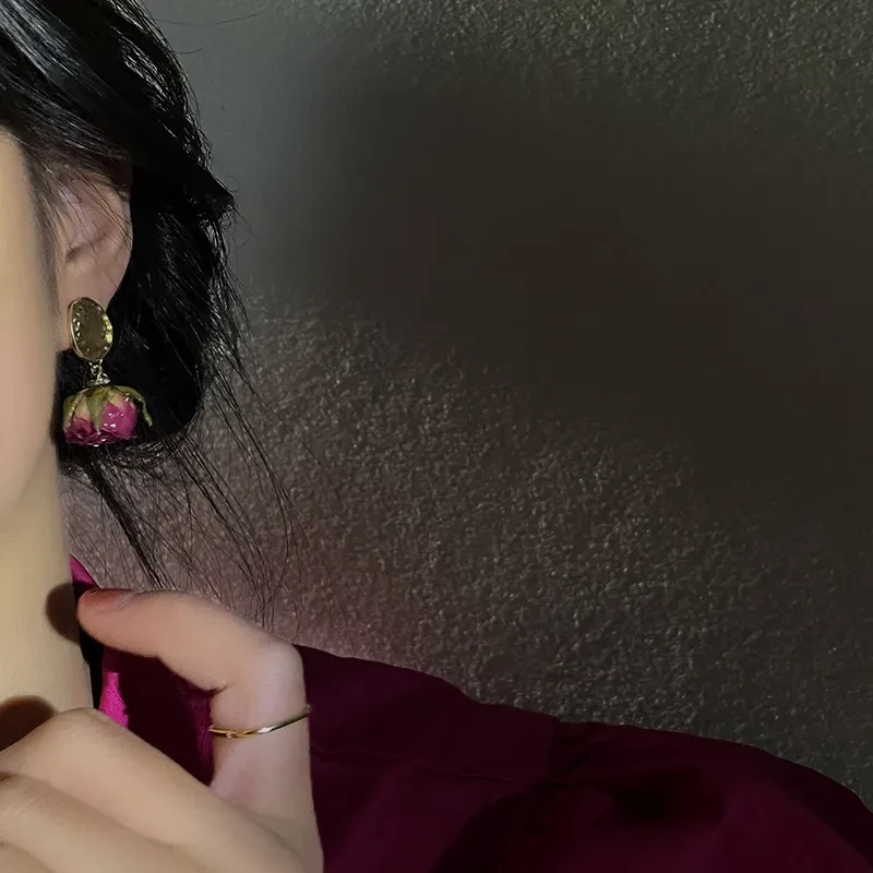 Eternal Rose Earrings Female French Style