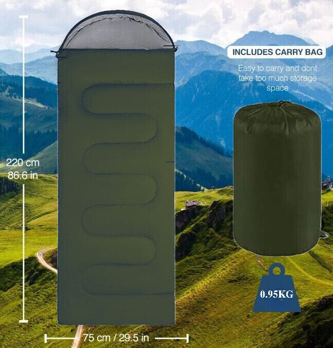 4 Season Sleeping Bag Waterproof Outdoor Camping Hiking Envelope Single Zip Bag