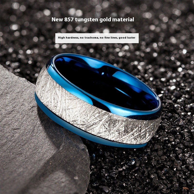 Tungsten Steel Fog Pattern Ring Men's Simple Ring Shank