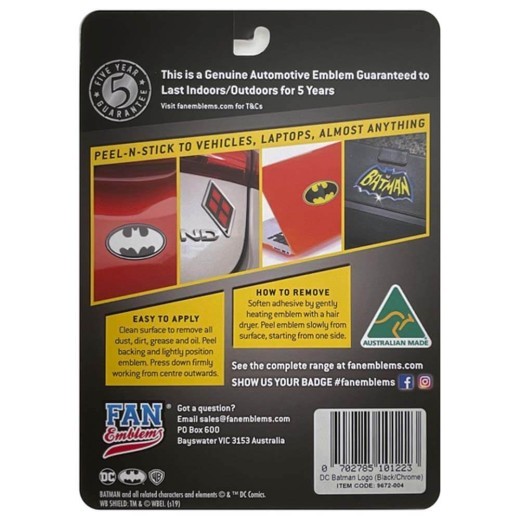 Fan Emblems DC Batman Oval Logo Decal (Black & Chrome)