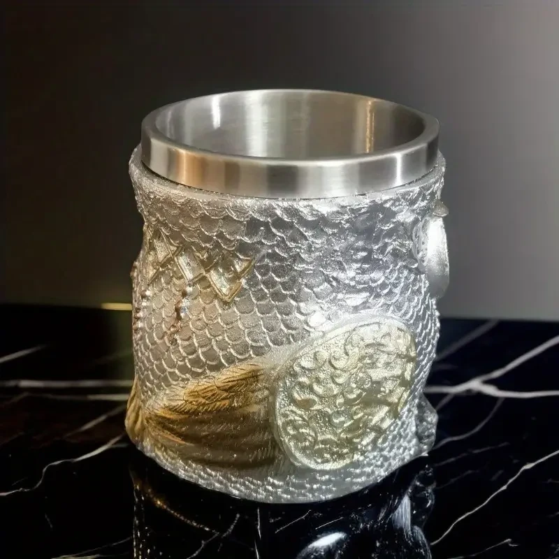 Hand-carved Owl Stainless Steel Resin Mug Coffee Mug