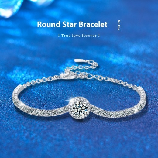 Female Starry Moissanite 925 Silver Bracelet