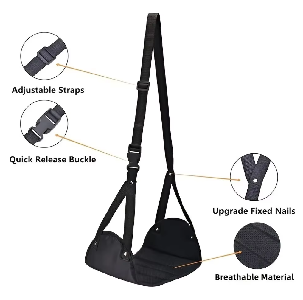 Portable Airplane Footrest - Adjustable Strap