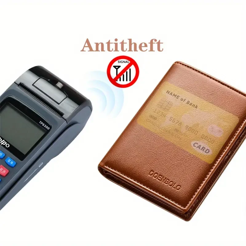Men's Leather Wallet Anti-theft RFID Blocking