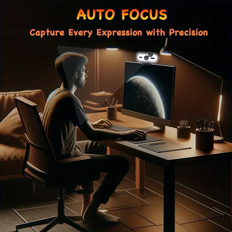 EXHQDR 4K Ultra HD Webcam, Auto-Focus, USB Powered, No Driver Needed, Compatible with Laptops & Desktops, Portable with 3-Level Beauty Light, Built-in Noise-Cancelling Mic, Adjustable Angle, Privacy Cover, Ideal for Video Chat, Streaming, Online Teaching