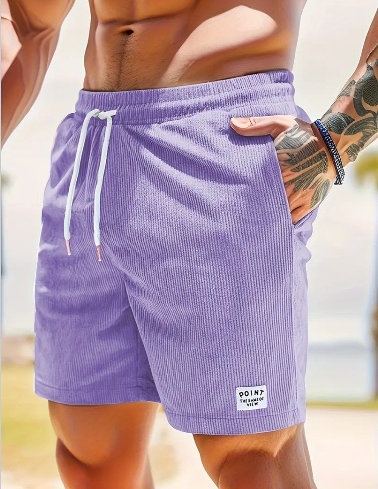 Lace-up Drawstring Corduroy Shorts for Men