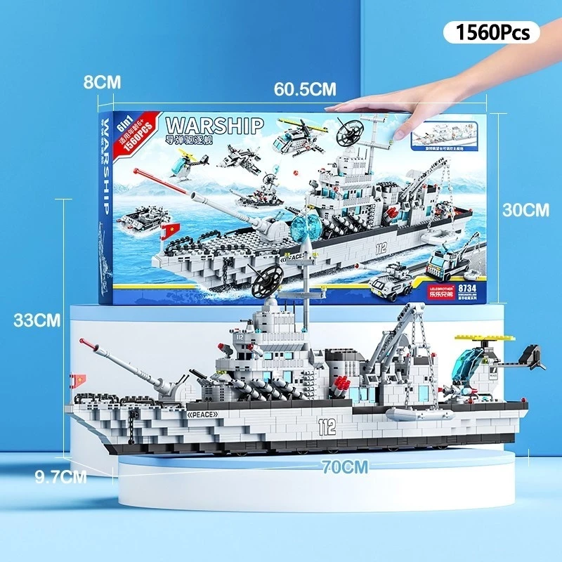 Aircraft Carrier 1560PCS Large Educational Building Blocks Toys for Boys 3D Puzzle