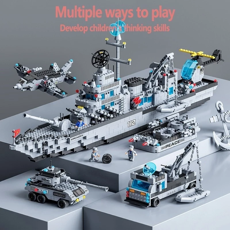 Aircraft Carrier 1560PCS Large Educational Building Blocks Toys for Boys 3D Puzzle