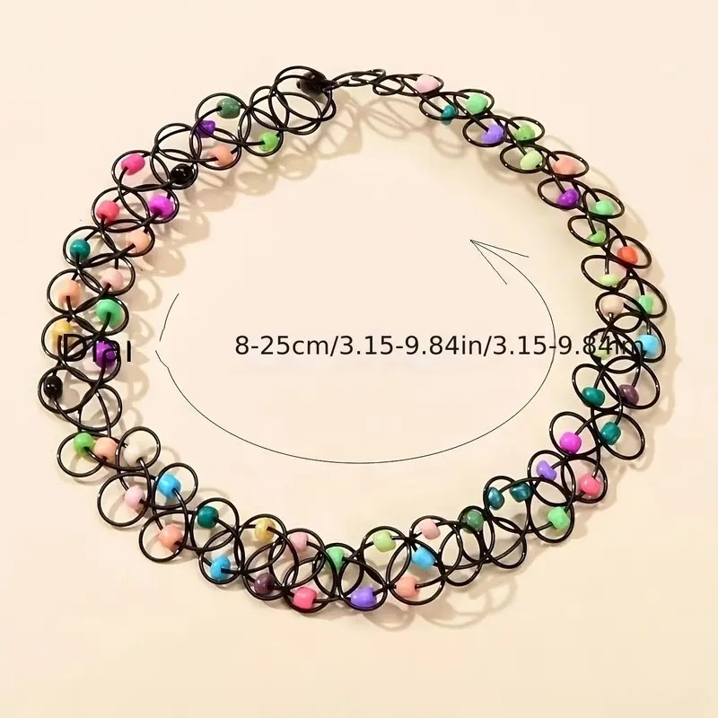 Colorful Rice Beads Elastic Tattoo Choker Necklace