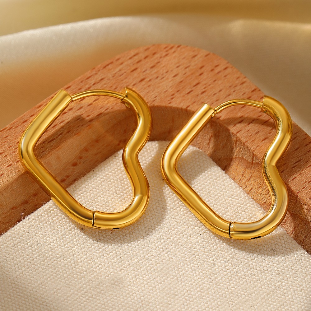 Stainless Steel Heart Hollow Stud Earrings