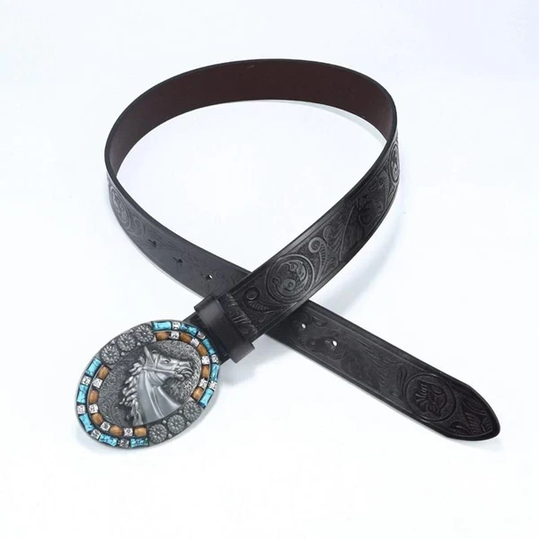 Men's Retro Western Cowboy Horsehead Punk Belt