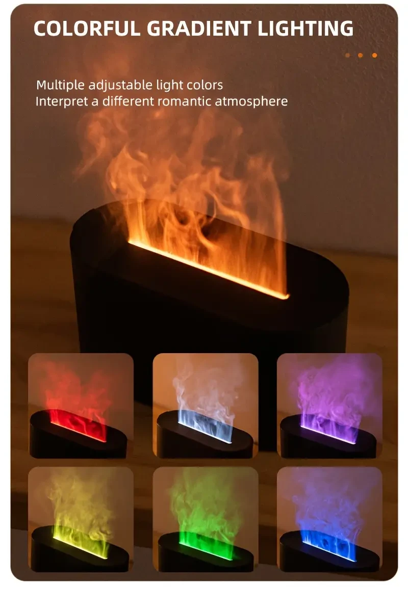 Colorful LED Flame Aromatherapy Diffuser & Humidifier