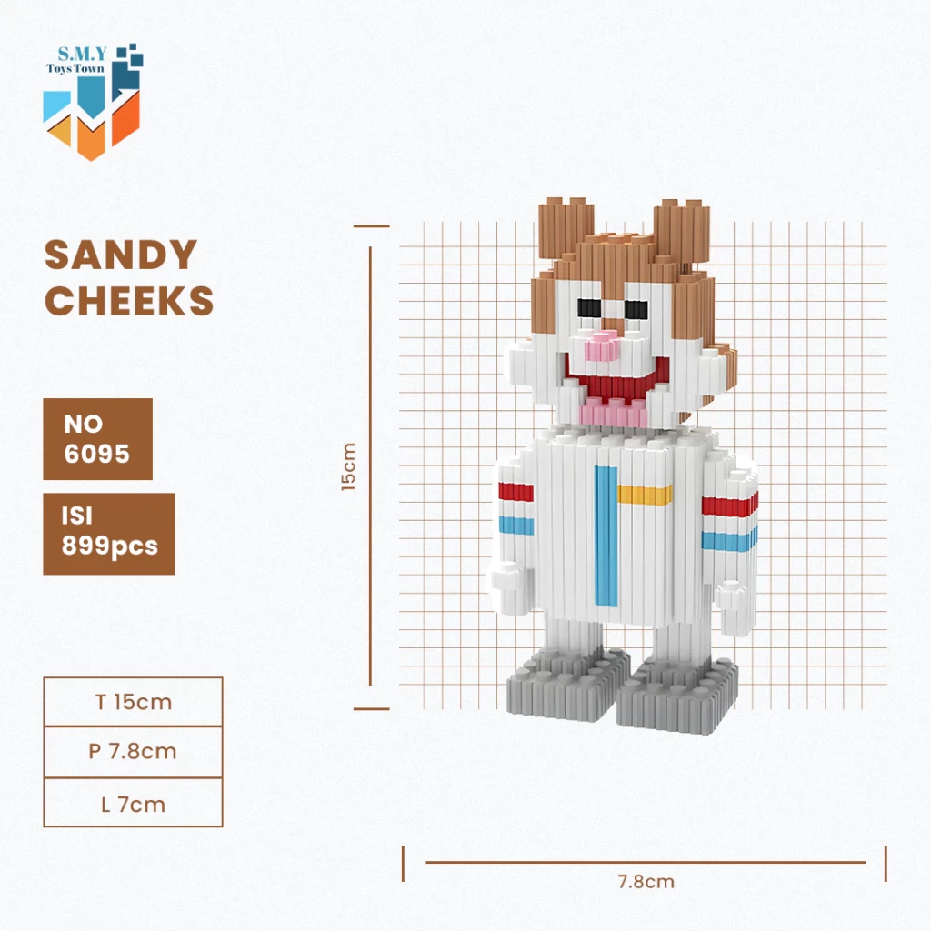 SMY Toystown Nano Blocks Spongebob and Friends 3D Model, Toy Block Stacking, Mini Bricks DIY Construction, Decoration Character