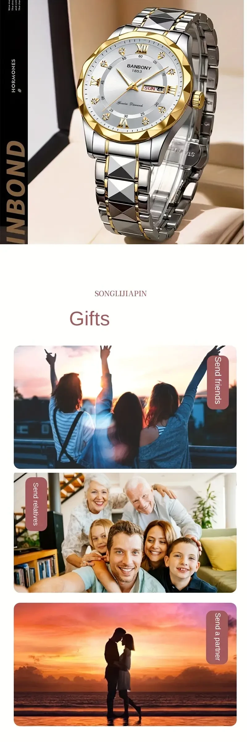 Stainless Steel Strap Men's Roman Numerals