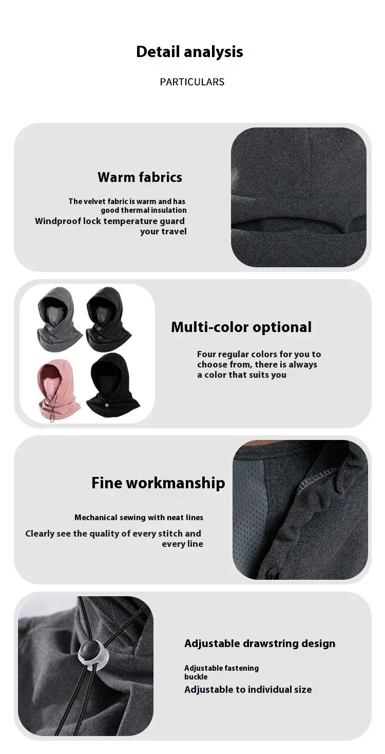 Winter Thermal Fleece Scarf Ski Face Mask Neck Warmer Hood Hat Windproof Cold Warm Riding Cap Sports Outdoor