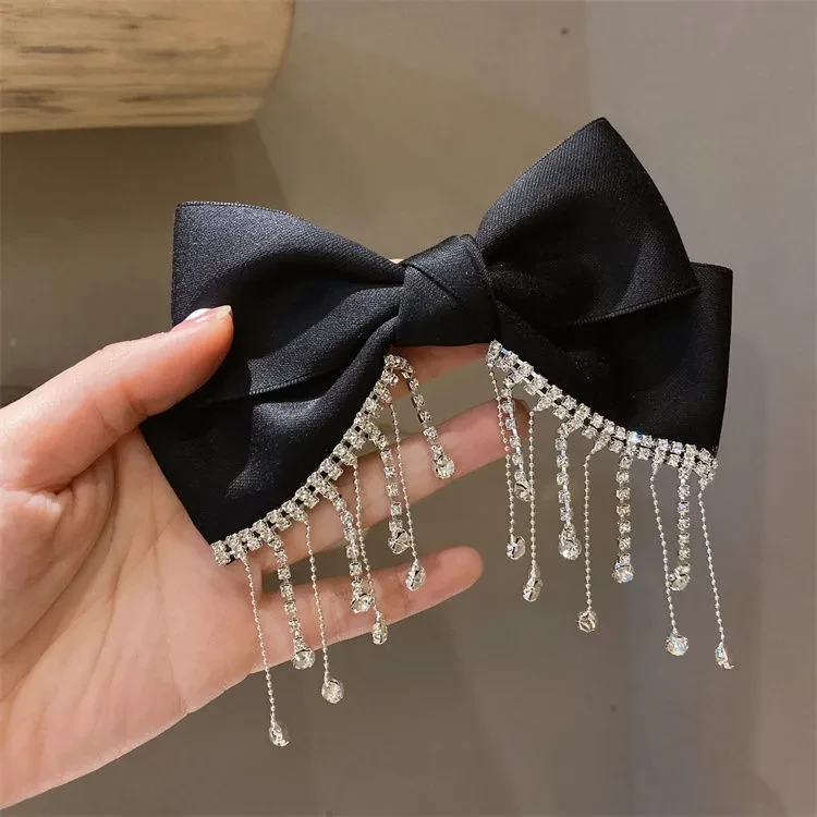 Black Tassel Rhinestone Back Head Hair Accessories