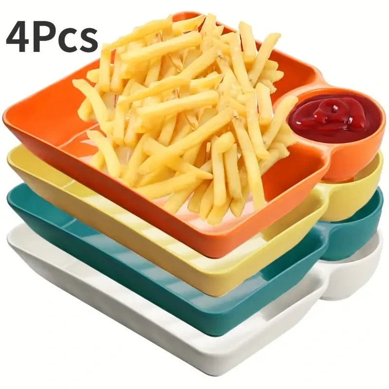 4pcs Sturdy Plastic Serving Platter Set