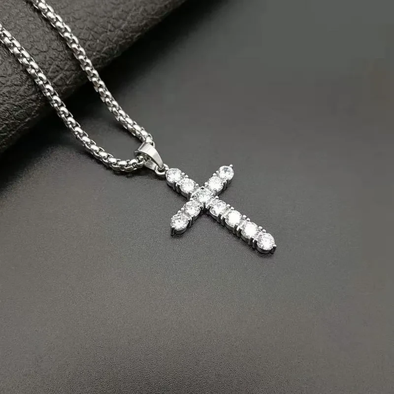 Hip Hop Trend Diamond Cross Necklace
