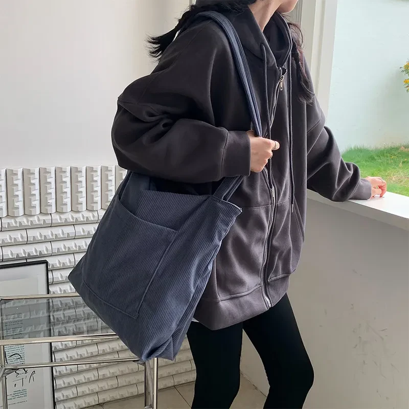 One-shoulder Large Capacity Corduroy Bag Leisure Shopping Bag