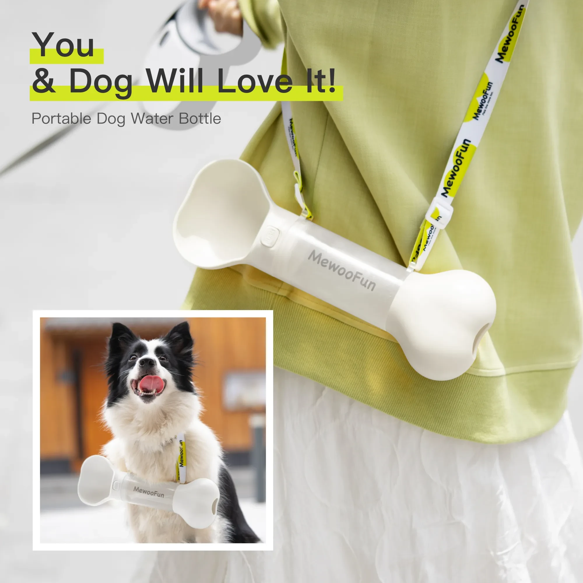 Mewoofun 2-in-1 Portable Pet Water Bottle