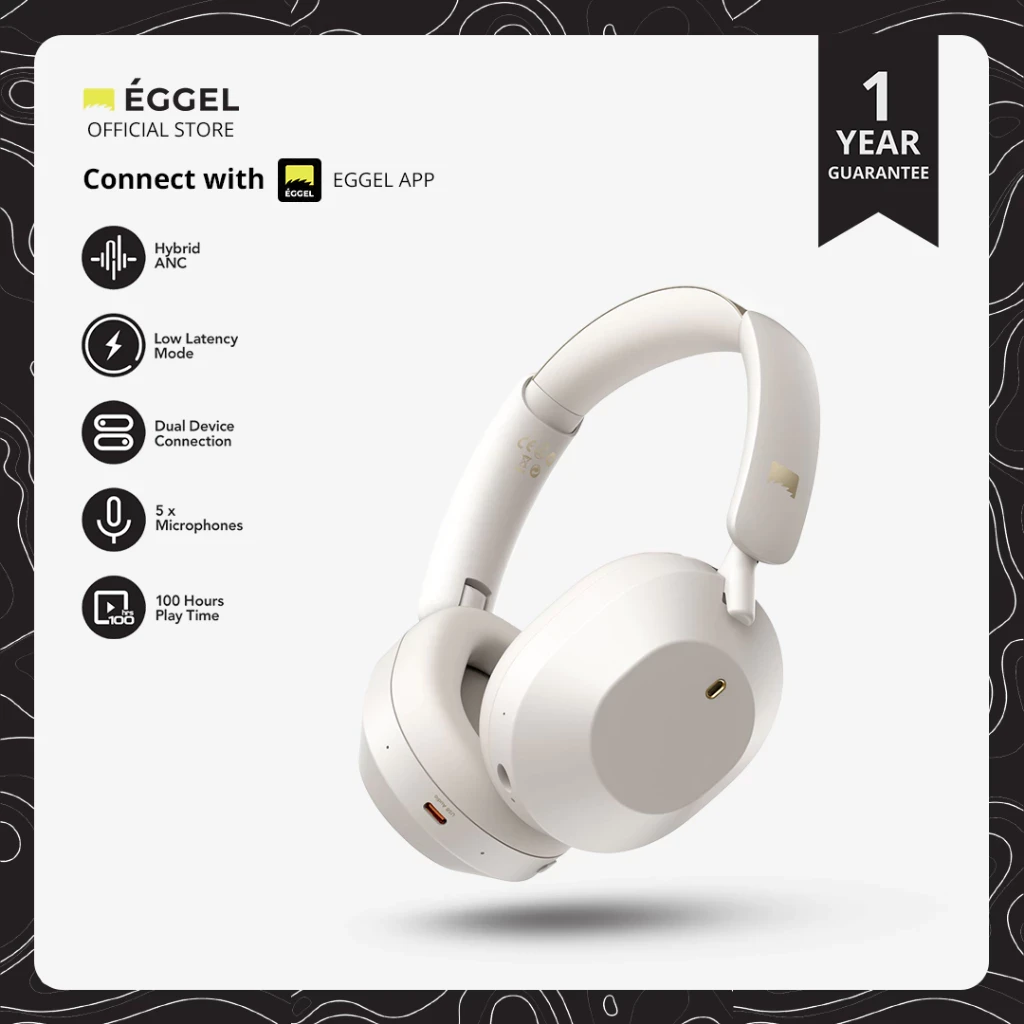 Eggel Live 2 Hybrid ANC + ENC Over Ear Wireless Bluetooth Headphone