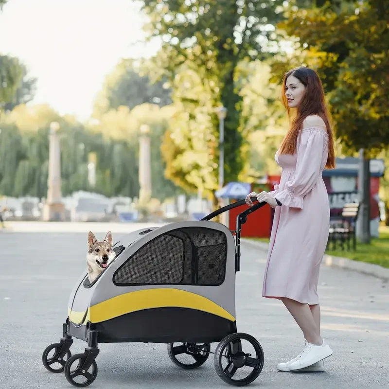 4 Wheels Pet Travel Stroller - Foldable Dog & Cat Pushchair