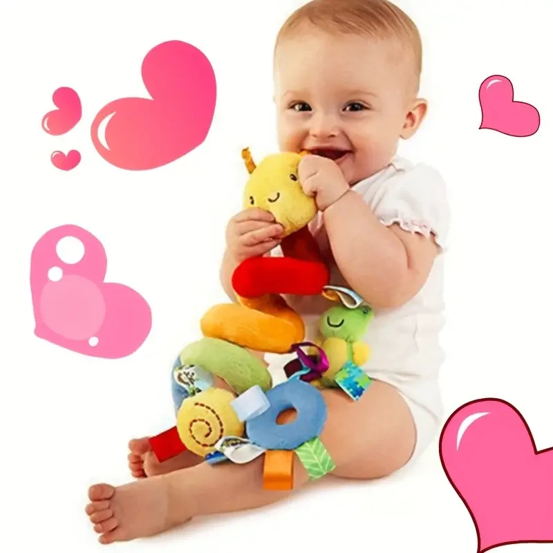 Adorable Spiral Plush Ribbon Stroller Toy with Bell