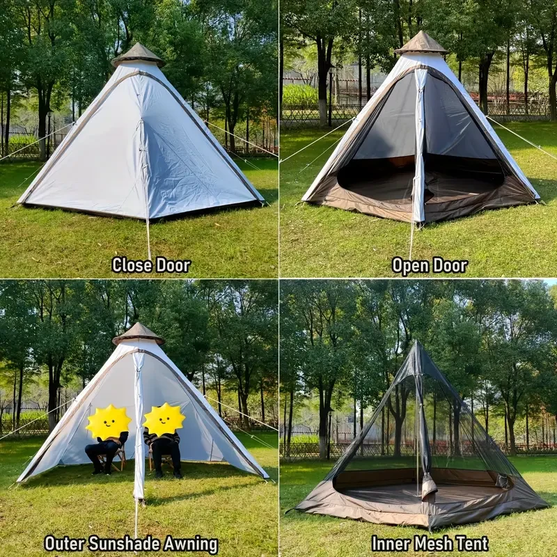 White Camping Tipi Tent - Outdoor Shelter for Camping