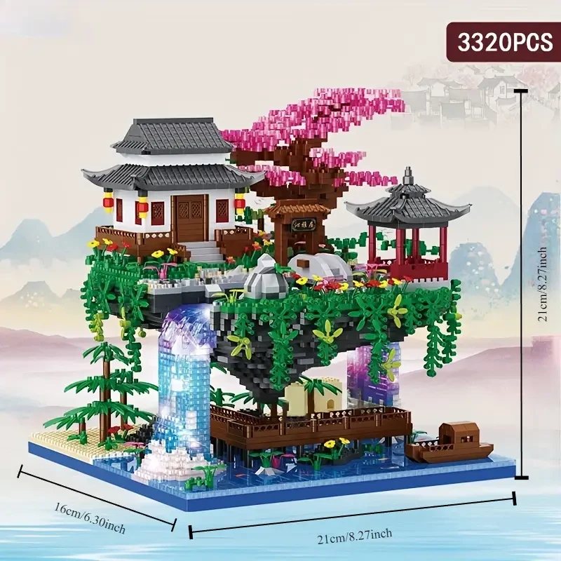 3320pcs Large-Scale Micro Building Blocks Set - Iconic Chinese Architecture and Bonsai Trees