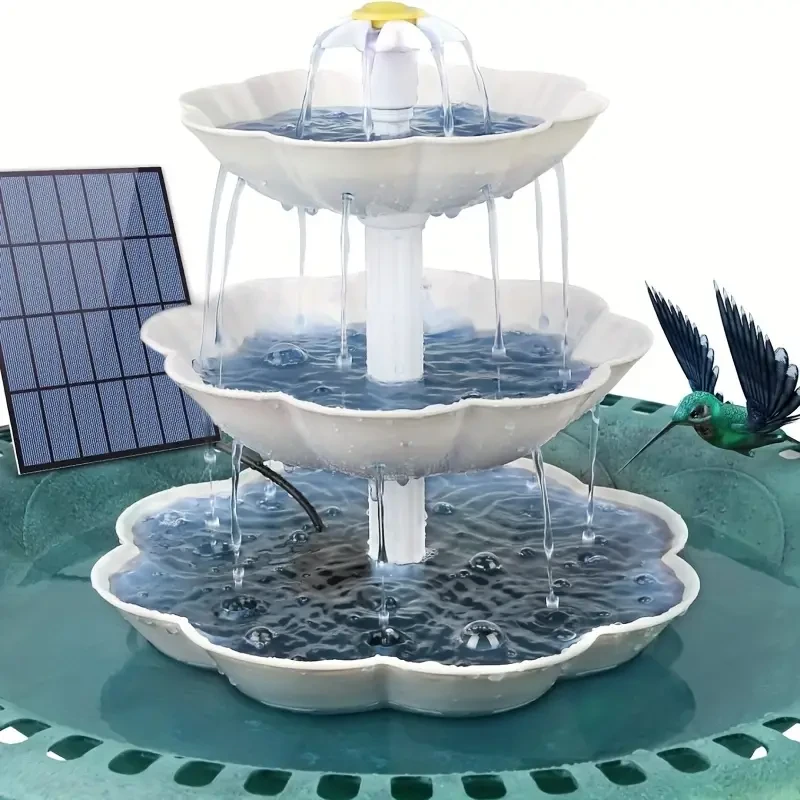 3 Tier Bird Bath with 3.5W Solar Pump - Garden Decoration and Outdoor Bird Feeder