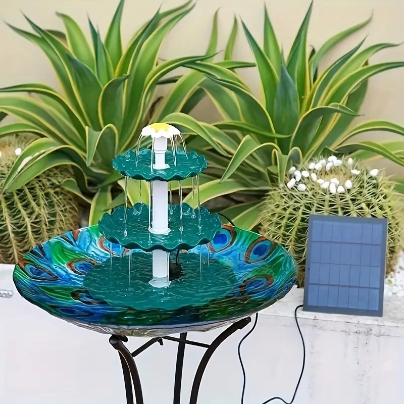 3 Tier Bird Bath with 3.5W Solar Pump - Garden Decoration and Outdoor Bird Feeder