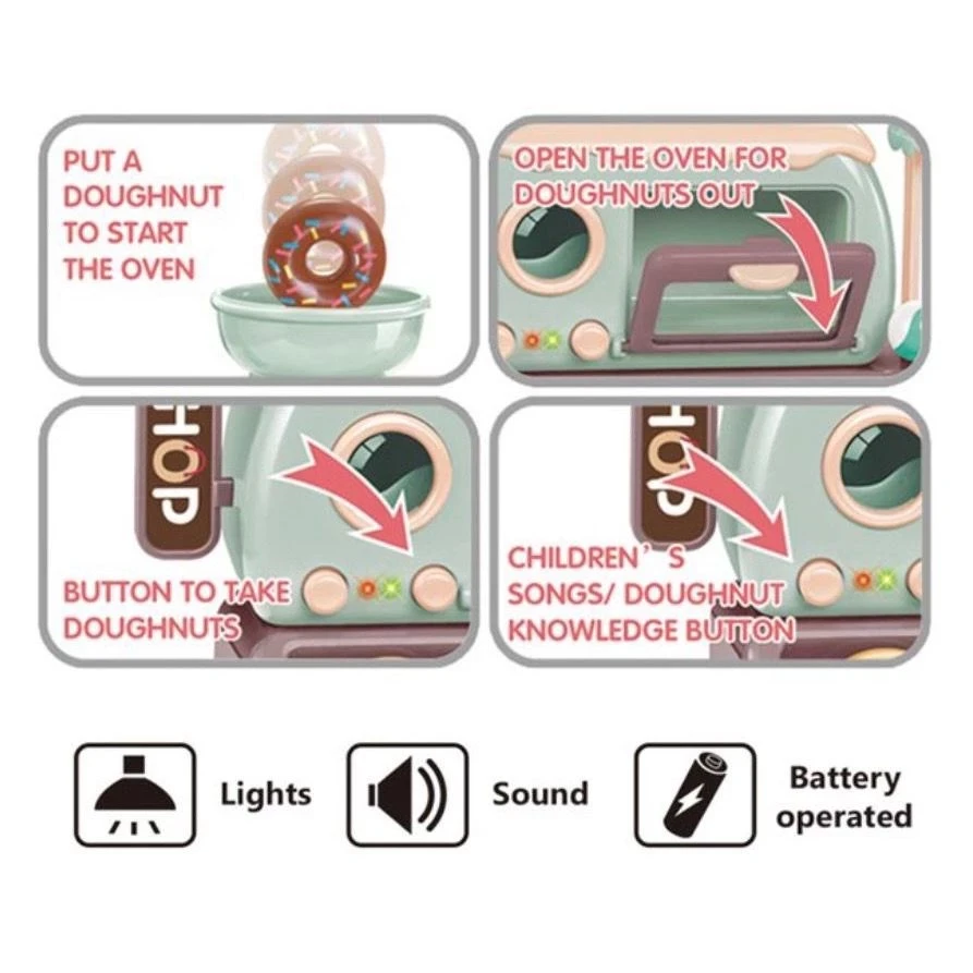 Children Toys Mini Candy Paradise 34pcs Donuts Shop Toys Cashier Donuts