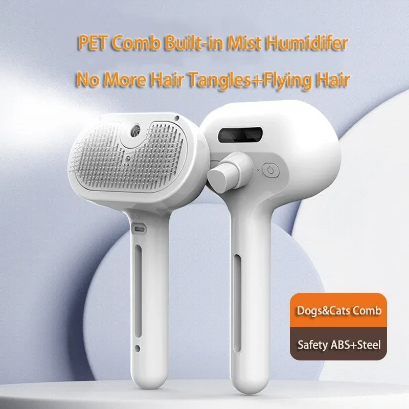 Discover the Pet Comb Self-Cleaning Hair Remover Brush, designed for effortless grooming of dogs and cats. Featuring a built-in mist humidifier for a healthy coat, this tool is essential for every pet owner!