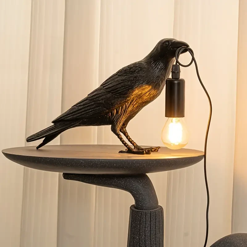 1pc Gothic-style Halloween Party Crow Lamp, Cute Black Crow Table Lamp