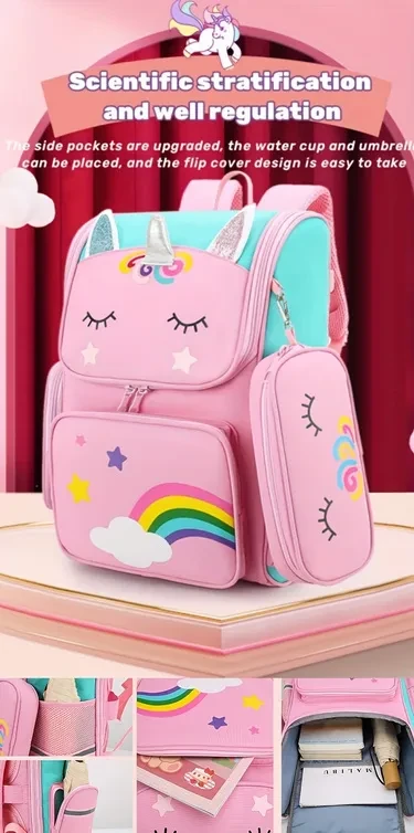 Student Trolley School Bag Girls Large Capacity Dual-Use Two Wheels Trolley Bag Detachable Dual-Use Student School Bag Lightweight To Climb Stairs