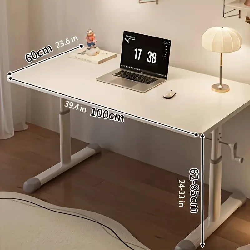 1pc White Wooden Adjustable Height Desk, Electric Standing Desk with Dual Motors, Home Office Computer Workstation, Ergonomic Tilt Tabletop, Wood Frame, for Writing, Studying, and Workspace Organization