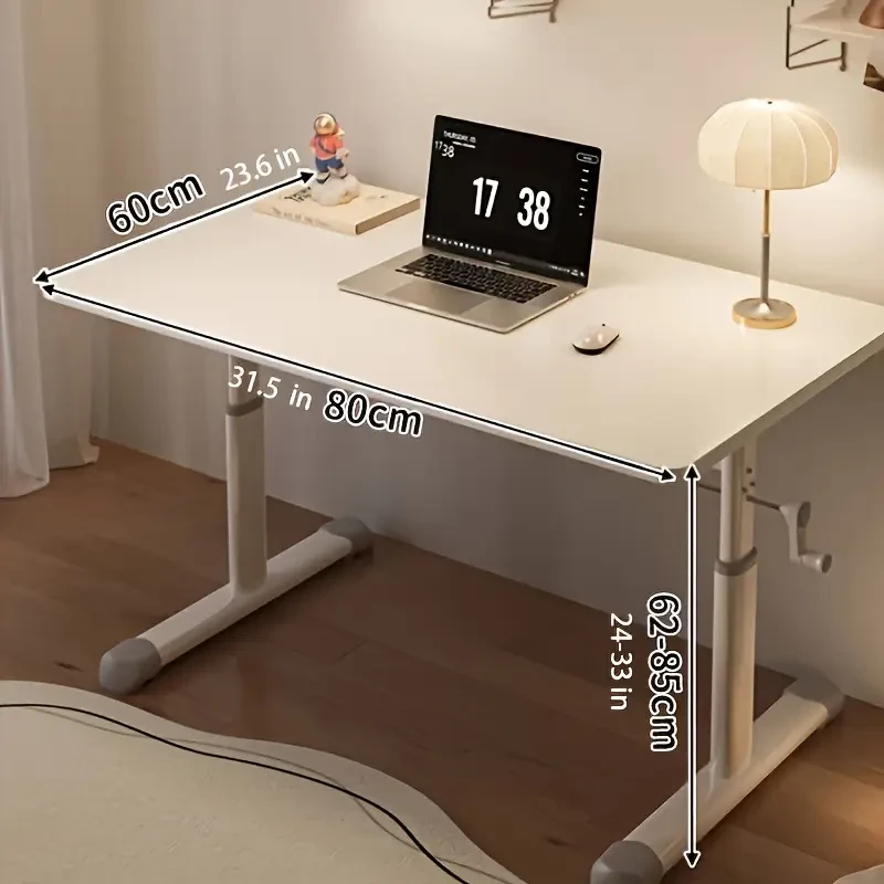 1pc White Wooden Adjustable Height Desk, Electric Standing Desk with Dual Motors, Home Office Computer Workstation, Ergonomic Tilt Tabletop, Wood Frame, for Writing, Studying, and Workspace Organization