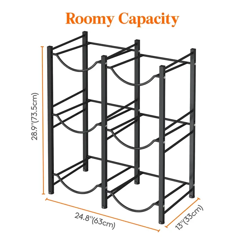 5 Gallon Water Jug Holder - 3 Tier Heavy Duty Water Dispenser Rack with 6 Slots