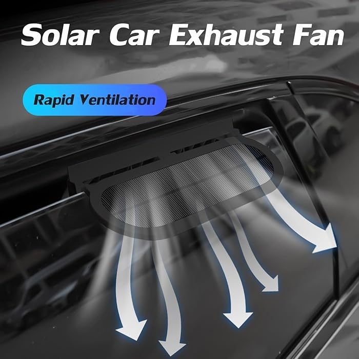 Solar-Powered Car Window Exhaust Fan with 3 Air Outlet Solar Ventilation