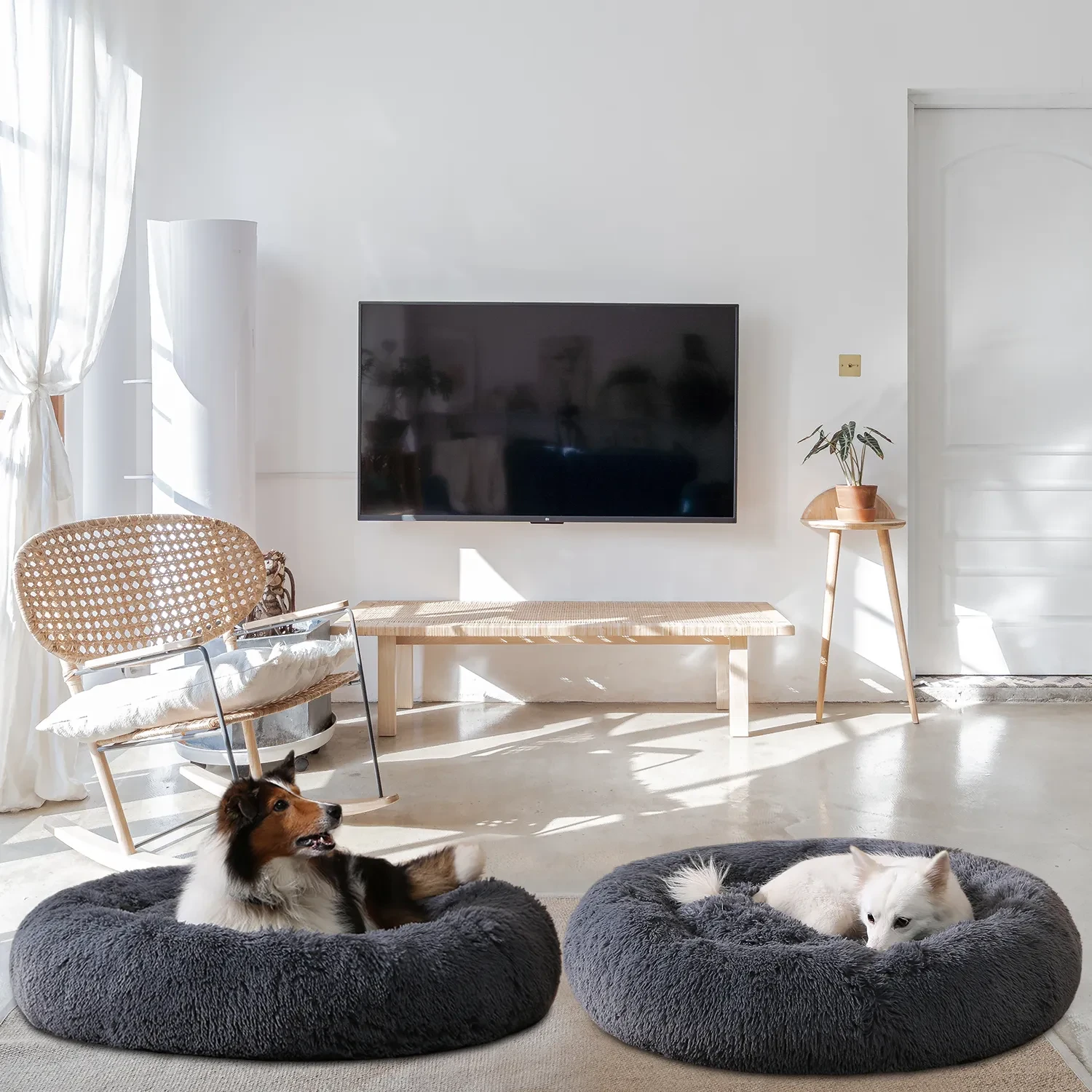 Fluffy Donut Dog Bed Warm Soft Long Plush