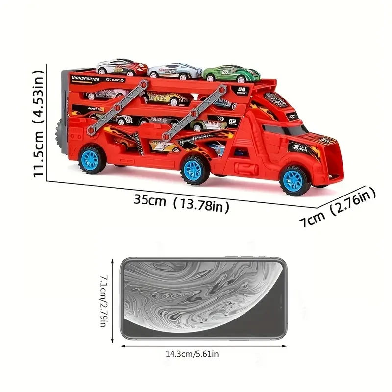 Children's Toy, Fire Truck Toy, Retractable, Foldable, Ejectable Car Toy, Send Eight Cars, Boy And Girl's Storage Car, Suitable For Gift Giving Christmas, Halloween, Thanksgiving Gift Halloween Gift