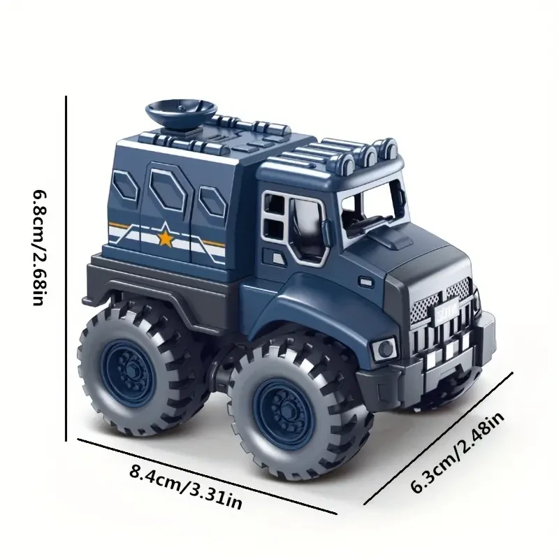 Push-Operated 4-Piece Mini Military Series Armored Vehicles Set with Missile and Rocket Launcher Models for Boys, Suitable for Ages 3-6 Years Inertia Toy Trucks with No Wireless Features