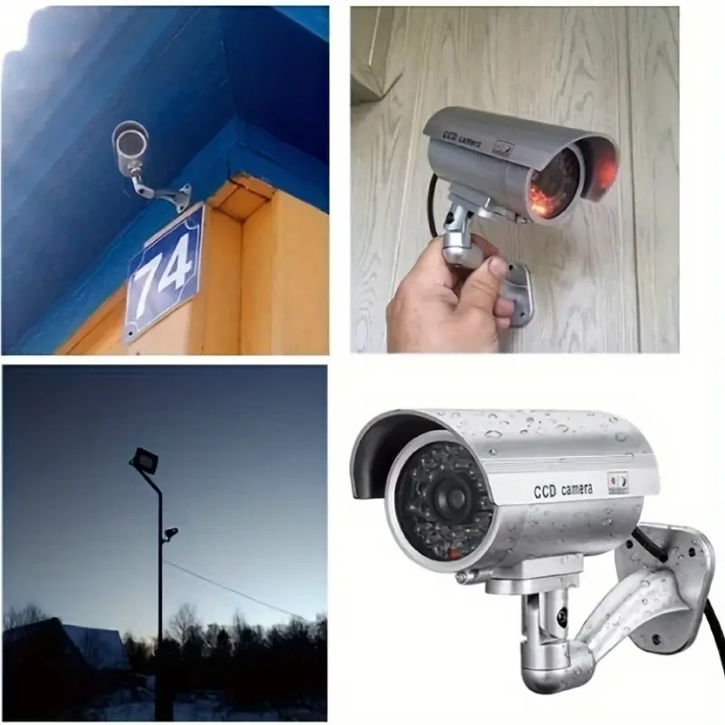 2 Pack Realistic Dummy Security Cameras with LEDs - Indoor/Outdoor Protection