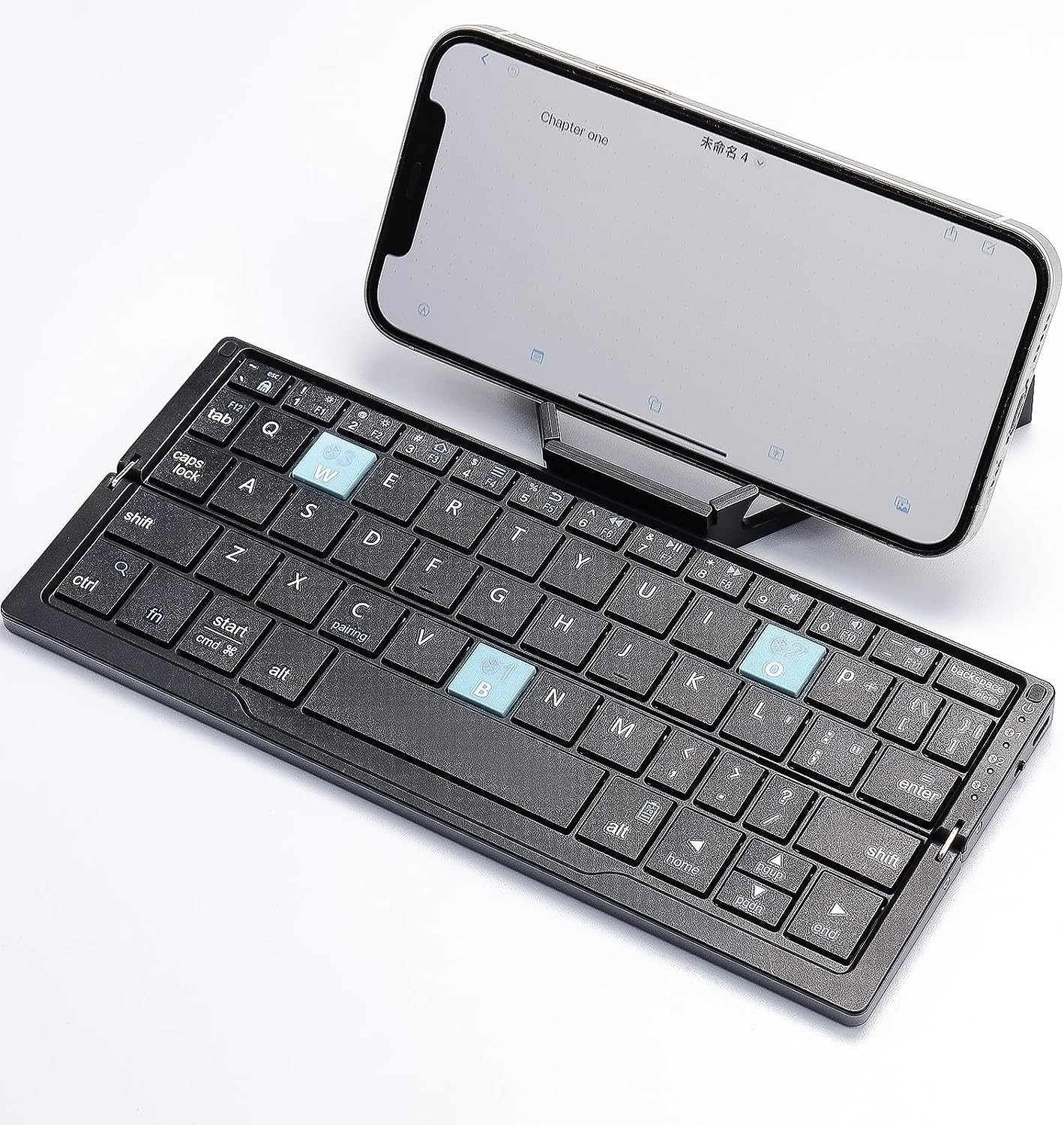 BOW Foldable Bluetooth Keyboard Rechargeable Keyboard Mini Folding Wireless Keyboard Aluminum Keypad With Stand For Phone