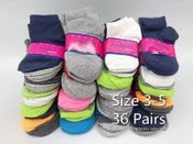 (36 Pairs) Size 3-5 Colourful Kids' Ankle Socks